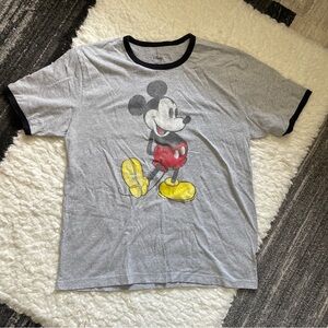 Grey and black ringer Mickey Mouse Disney Brand T-shirt, size XL